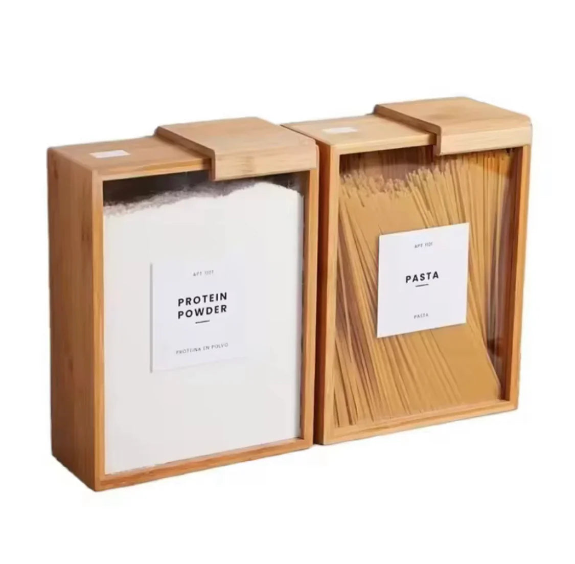 Bamboo Cereal Wood Grain Food Storage Jar, Creative Design Storage Container, Food Storage Organization