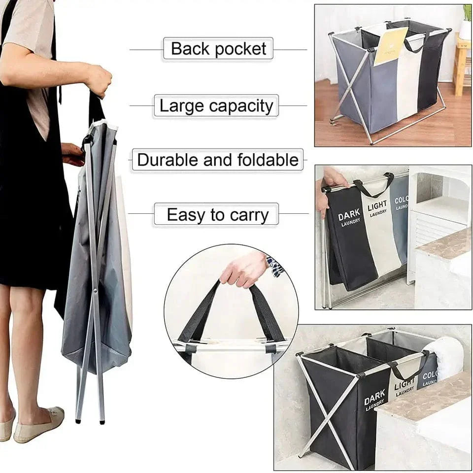 2/3 Grid Laundry Basket With Stand foldable laundry bag