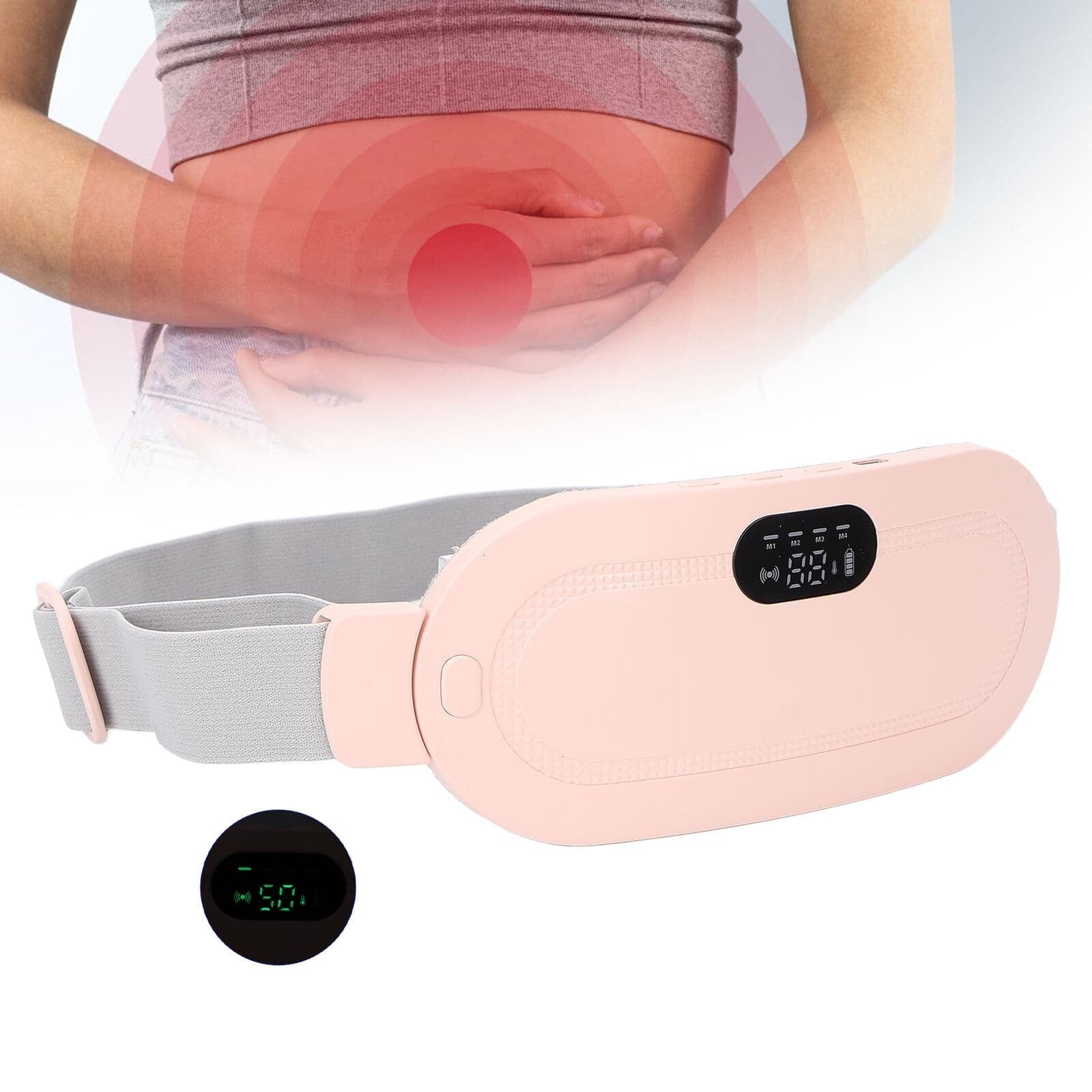 Cordless Menstrual Heating Pad for Cramps – Portable Period Pain Relief Belt with 3 Heat & Massage Modes