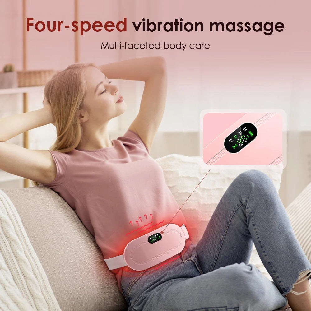 Cordless Menstrual Heating Pad for Cramps – Portable Period Pain Relief Belt with 3 Heat & Massage Modes