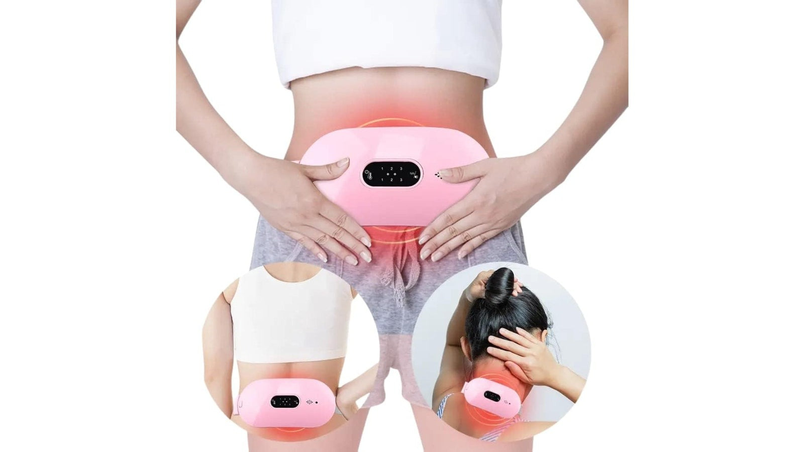 Cordless Menstrual Heating Pad for Cramps – Portable Period Pain Relief Belt with 3 Heat & Massage Modes